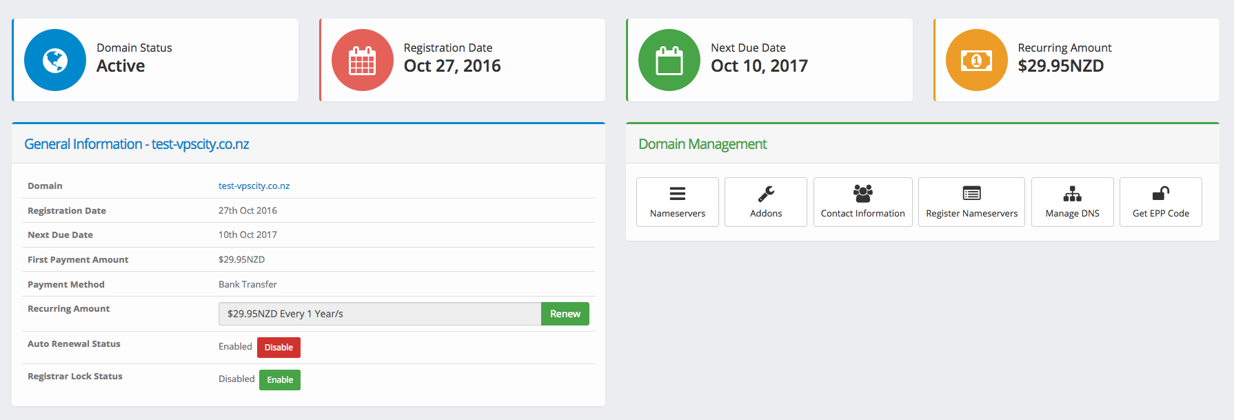 Domain Management Features